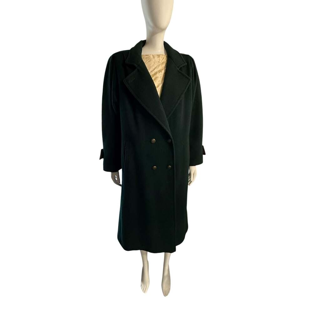 Jofeld Vintage Dark Green Long Wool Double-Breasted Coat